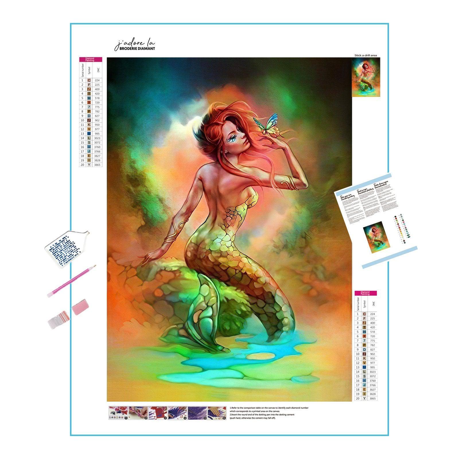 Dive into the ocean's depths with Green Mermaid artwork.Green Mermaid - Diamondartlove