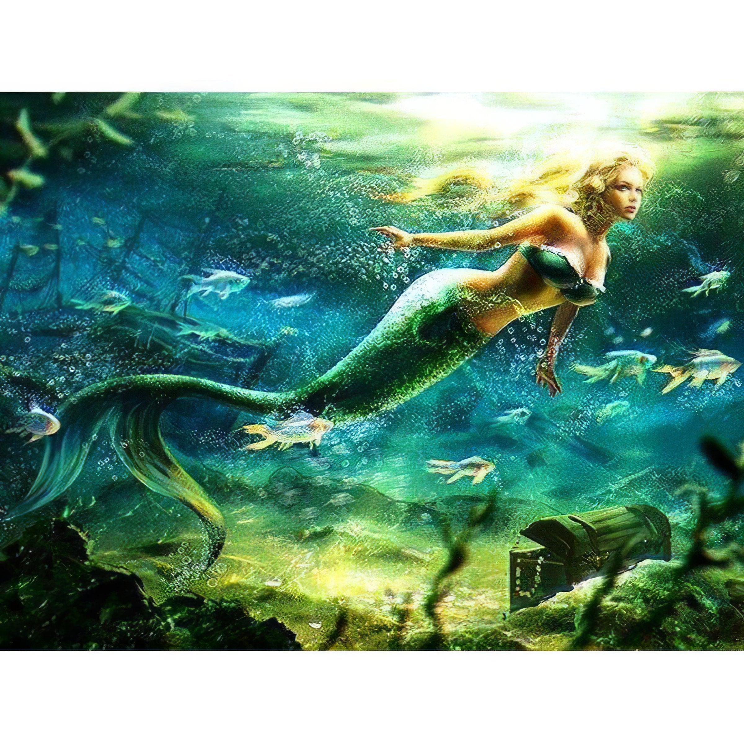 Delve into the marine mysteries with aquatic grace. Mermaid Under The Sea - Diamondartlove