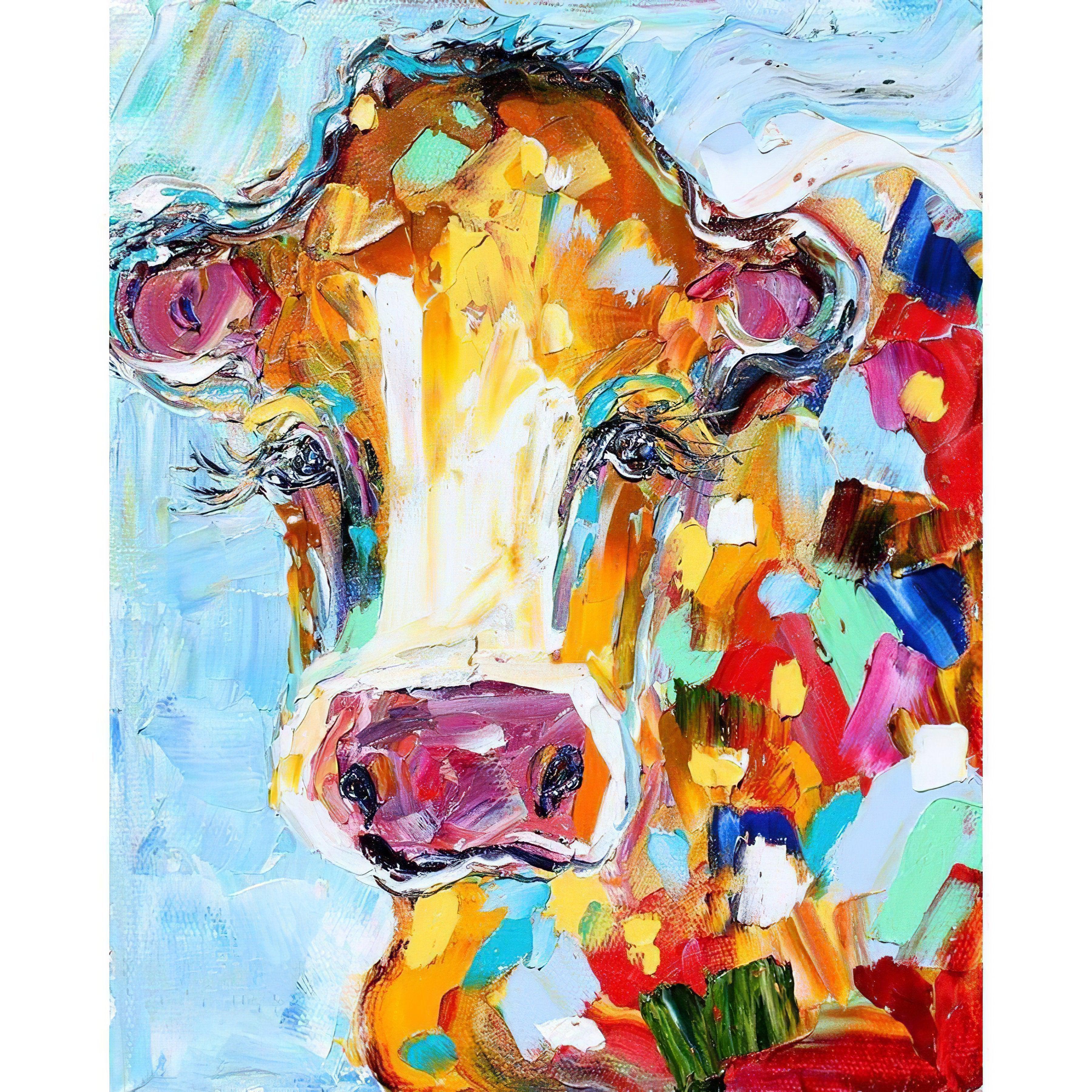 Encounter the unique charm of a brightly colored cow, a feast for the eyes.Colored Cow - Diamondartlove