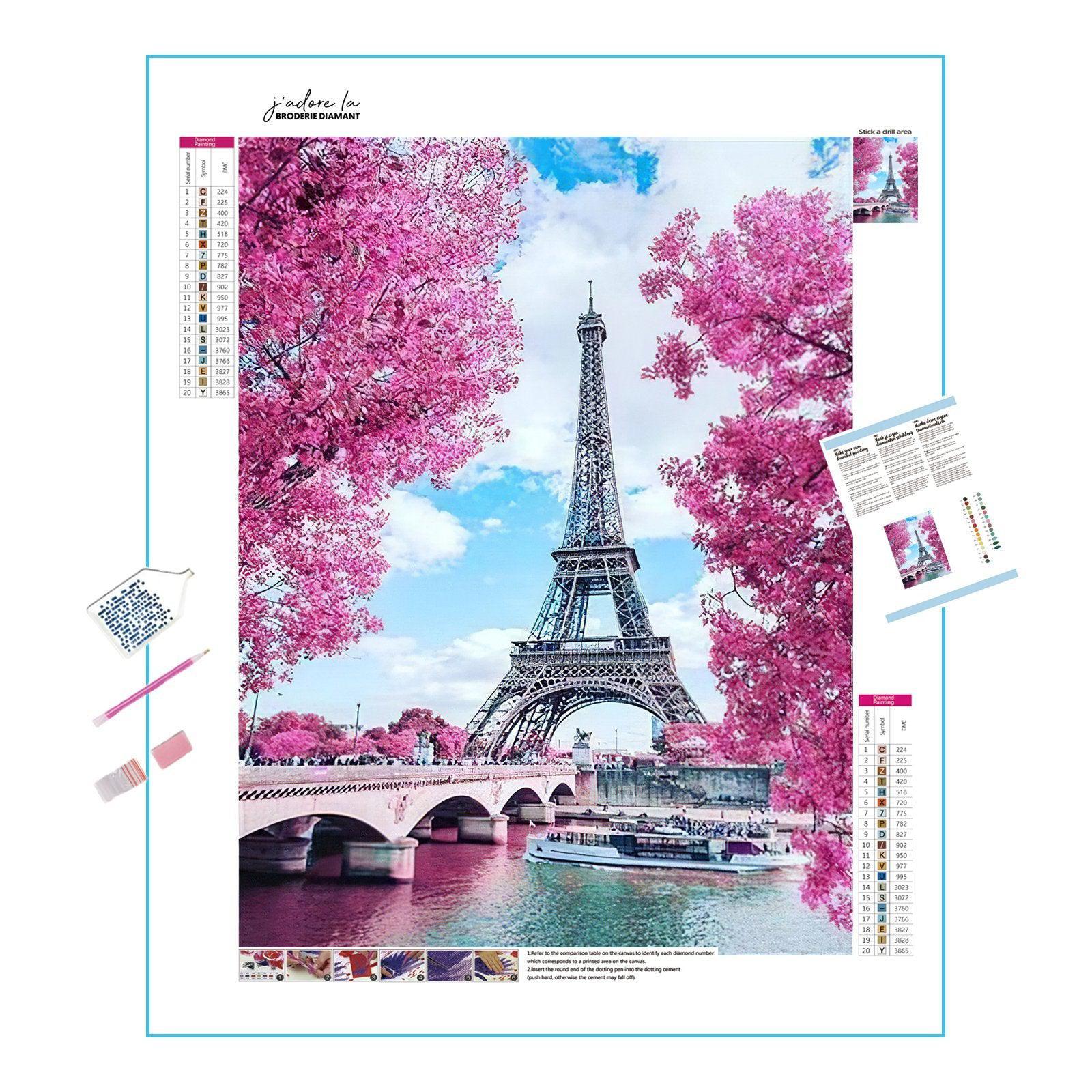 Romance under the Eiffel with roses artwork.Eiffel Tower And Roses - Diamondartlove