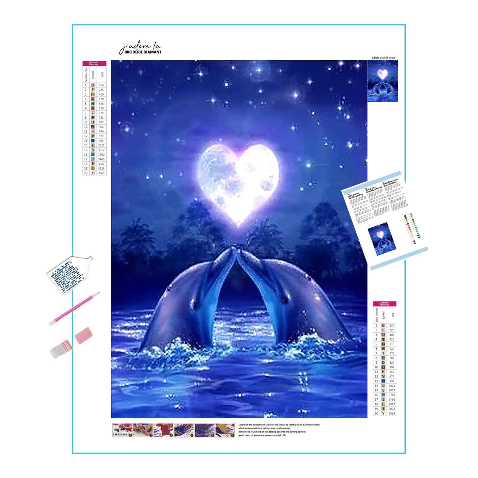Celebrate ocean romance with Dolphin In Love art.Dolphin In Love - Diamondartlove