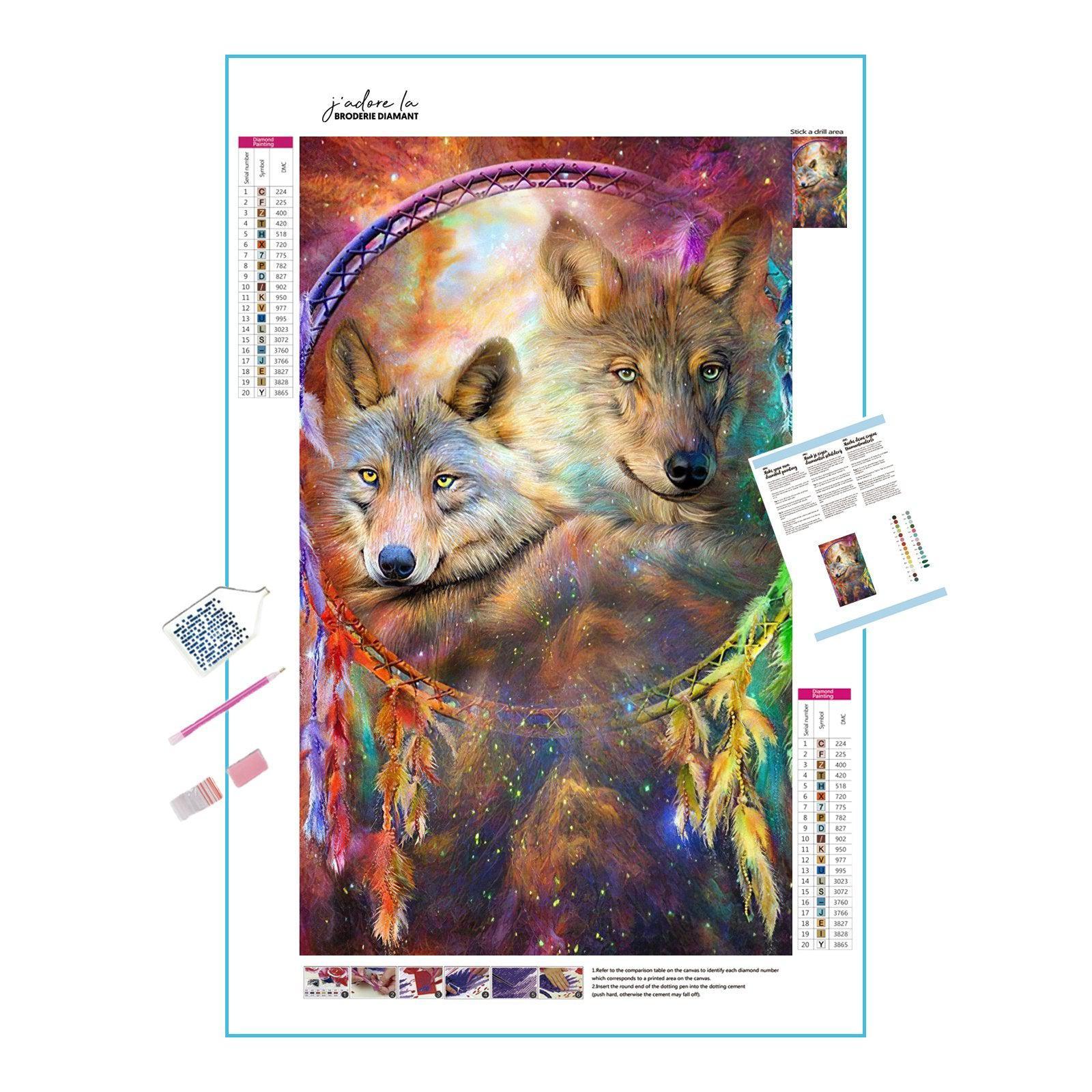 Embrace the spirit with Dreamcatcher Wolf artwork.Dreamcatcher Wolf - Diamondartlove