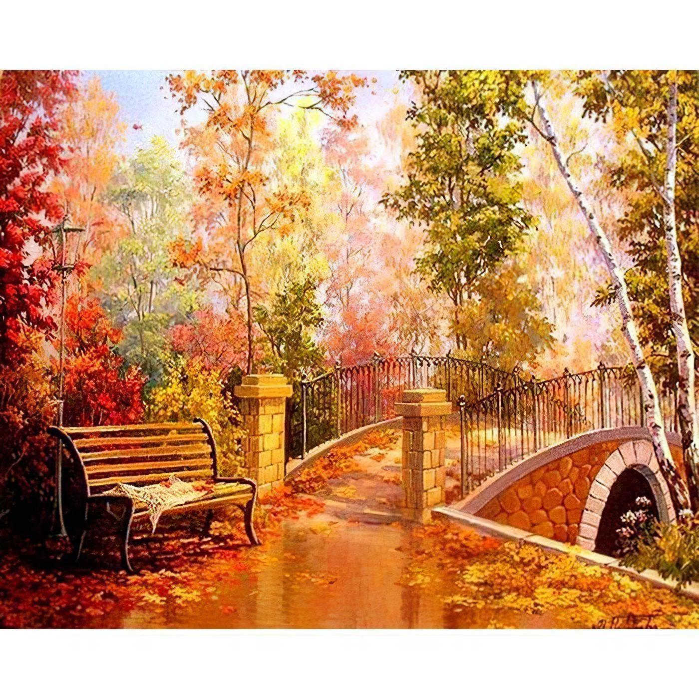 Autumn With Fallen Leaves: A crisp, colorful carpet of nature's bounty Autumn With Fallen Leaves - Diamondartlove