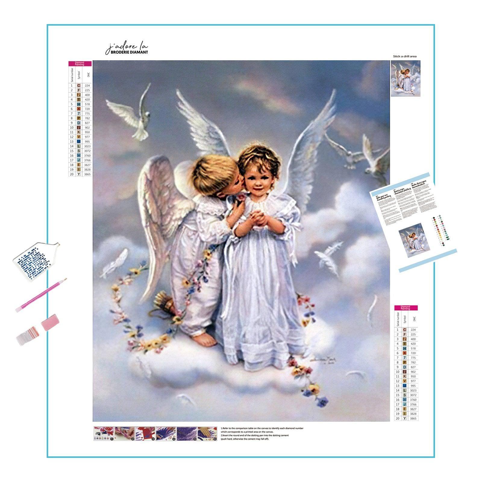Child angels in serene harmony, depicting innocence and celestial grace in divine surroundings. Child Angels - Diamondartlove