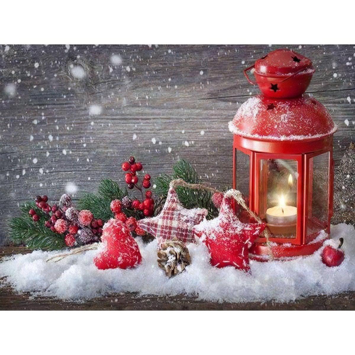 A single Christmas candle glowing warmly, symbolizing hope, warmth, spirit of the holiday.Christmas Candle - Diamondartlove