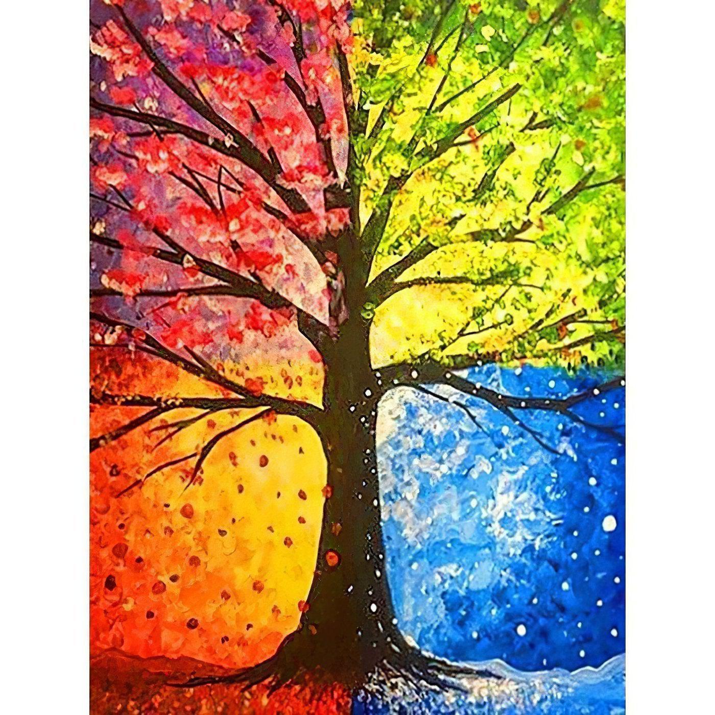 Nature's palette comes alive in the vibrant meeting of lush greenery and rainbow Beautiful Tree And Rainbow - Diamondartlove
