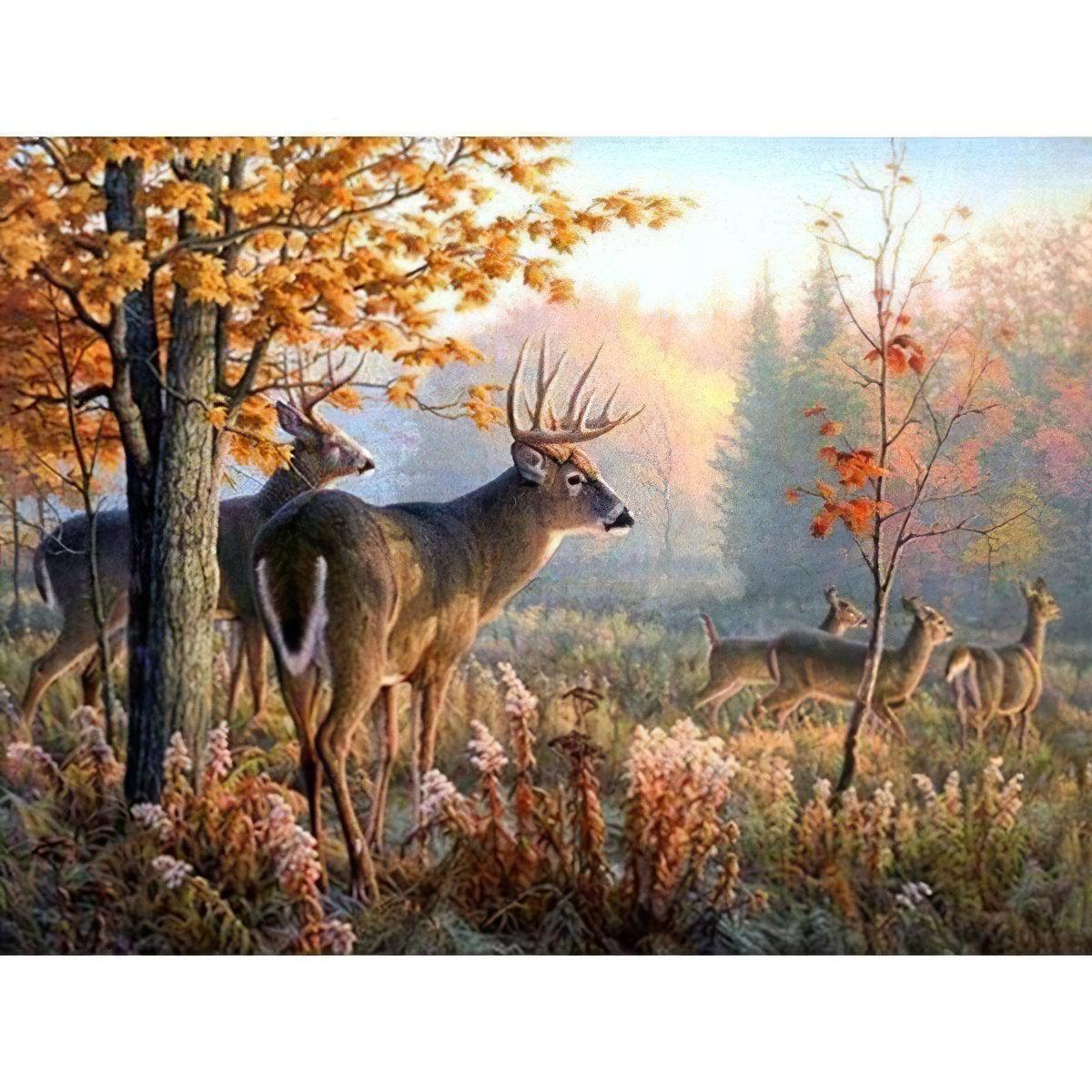 Explore tranquility with Deer And Forest art.Deer And Forest - Diamondartlove