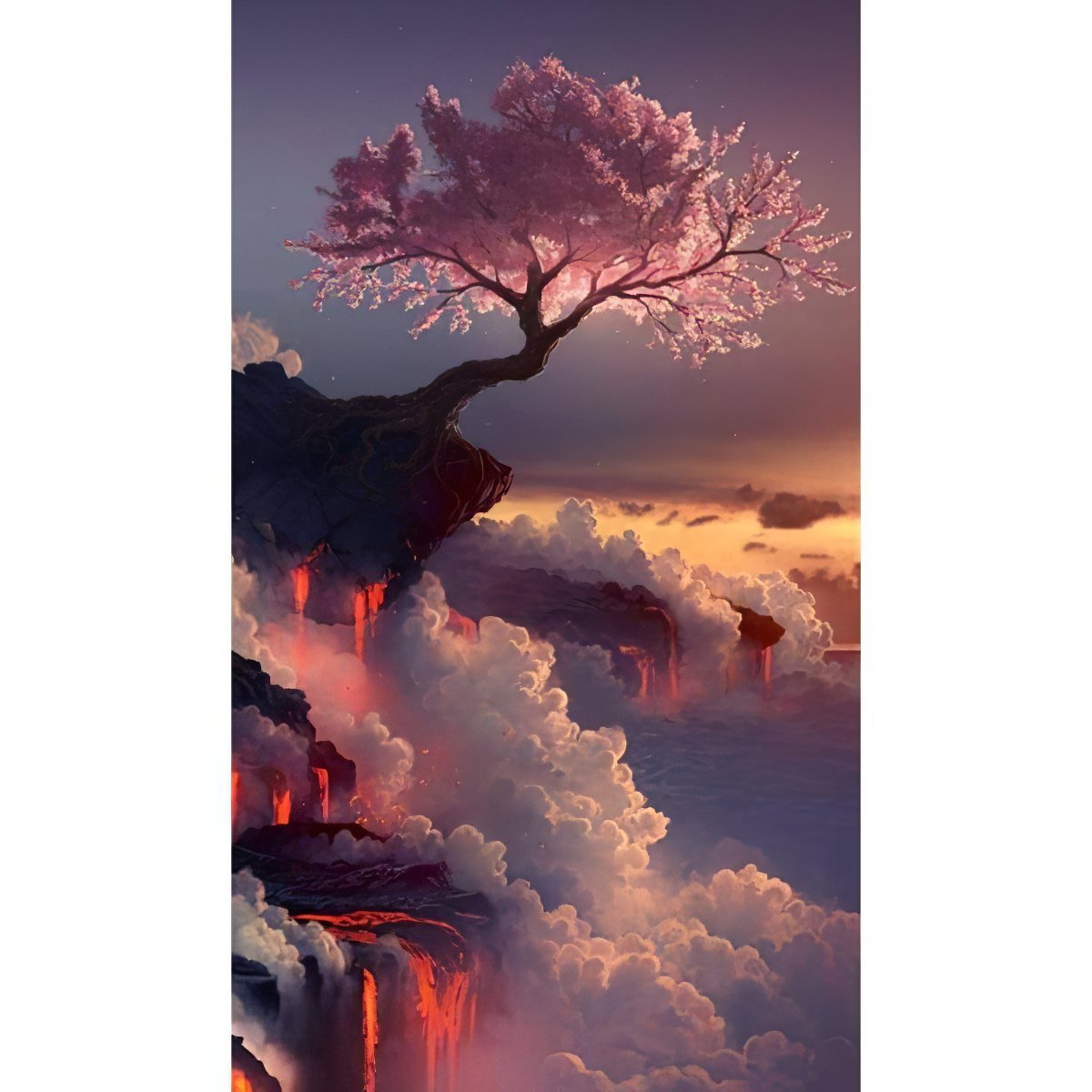 Immerse in the serene beauty of a Mystical Japanese Cherry Tree in full bloom.Mystical Japanese Cherry Tree - Diamondartlove