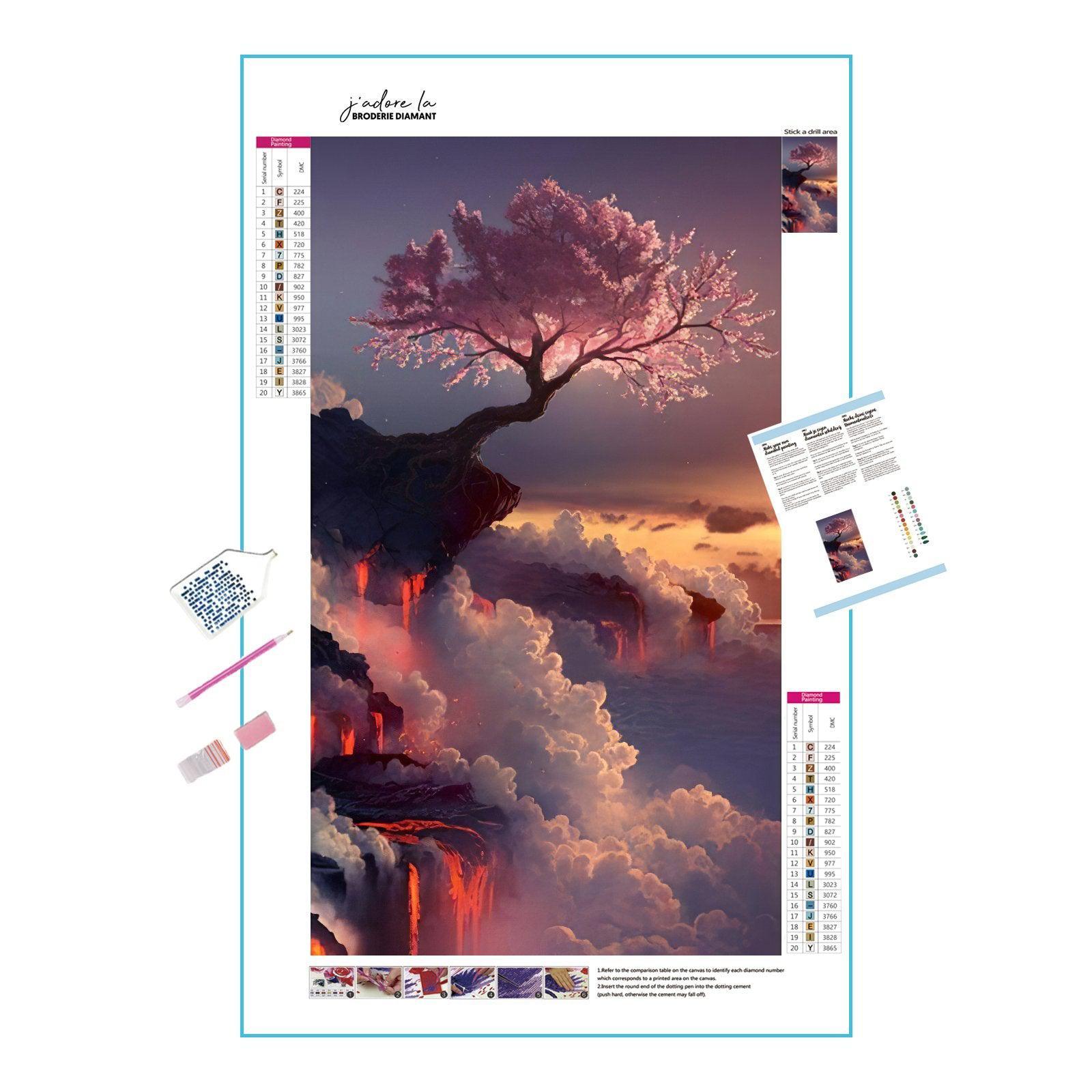 Immerse in the serene beauty of a Mystical Japanese Cherry Tree in full bloom.Mystical Japanese Cherry Tree - Diamondartlove