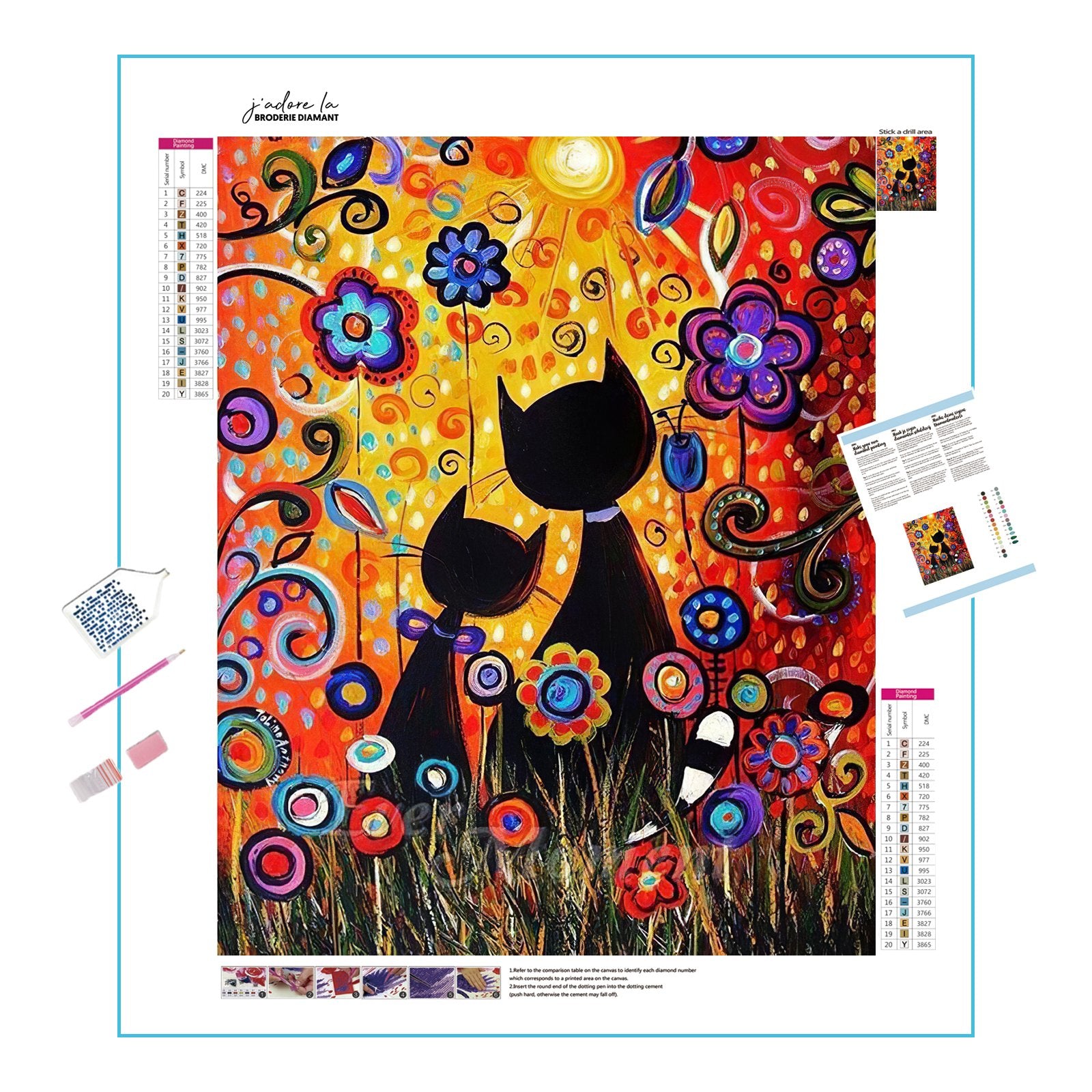 Abstract Cat: Modern art twist on feline charm.Abstract Cat - Diamondartlove