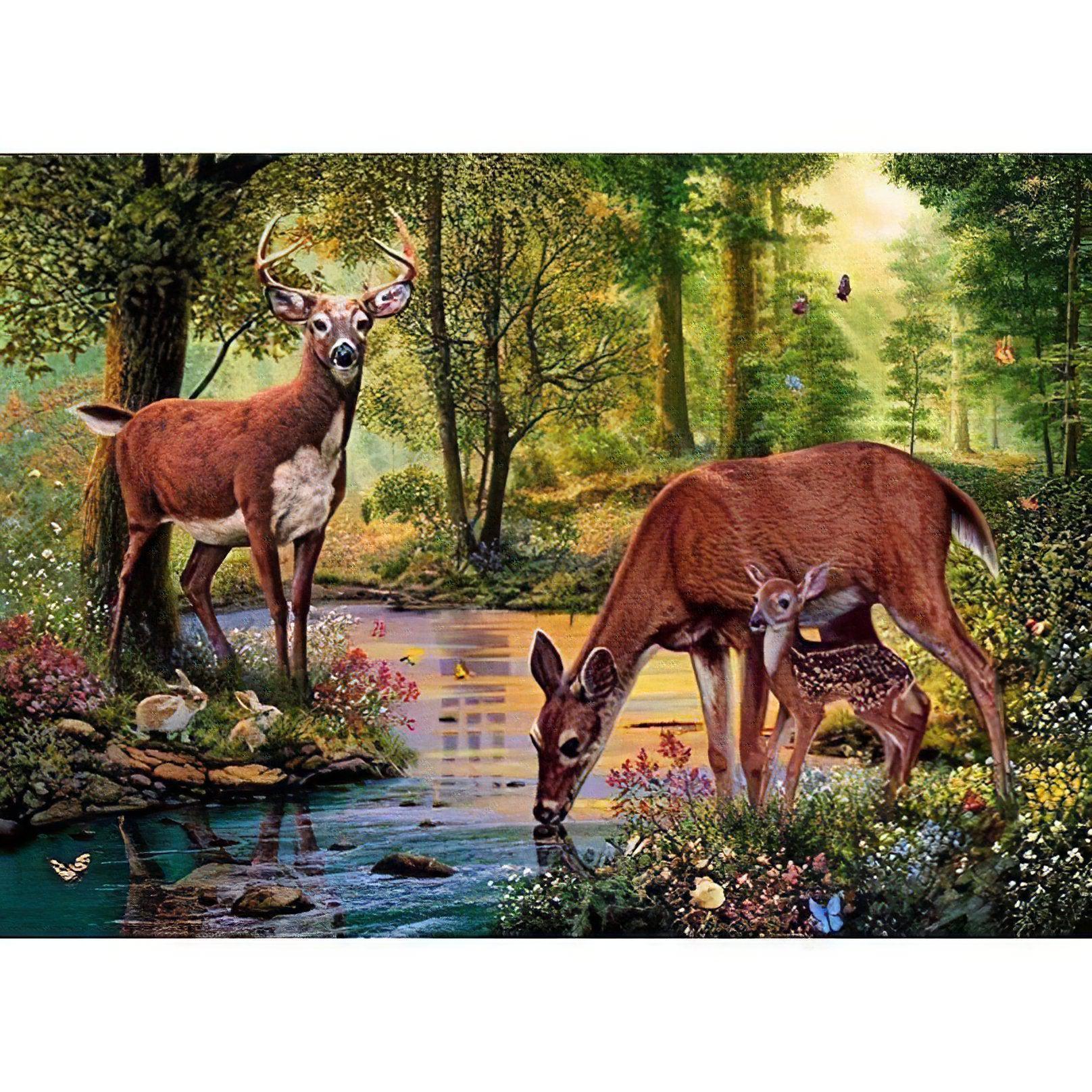Serene Deer In The Forest painting.Deer In The Forest - Diamondartlove