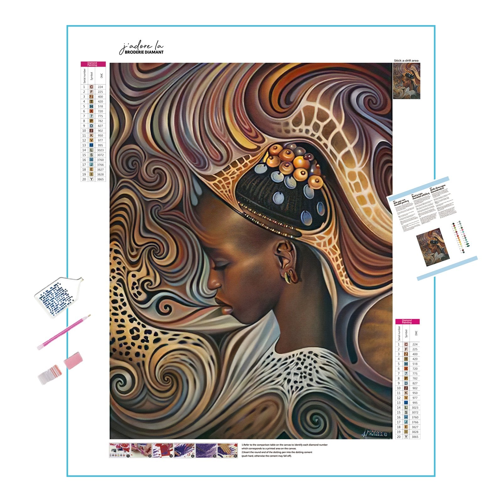 African Woman in Mosaic: Rich cultural tapestry brought to life.African Woman In Mosaic - Diamondartlove