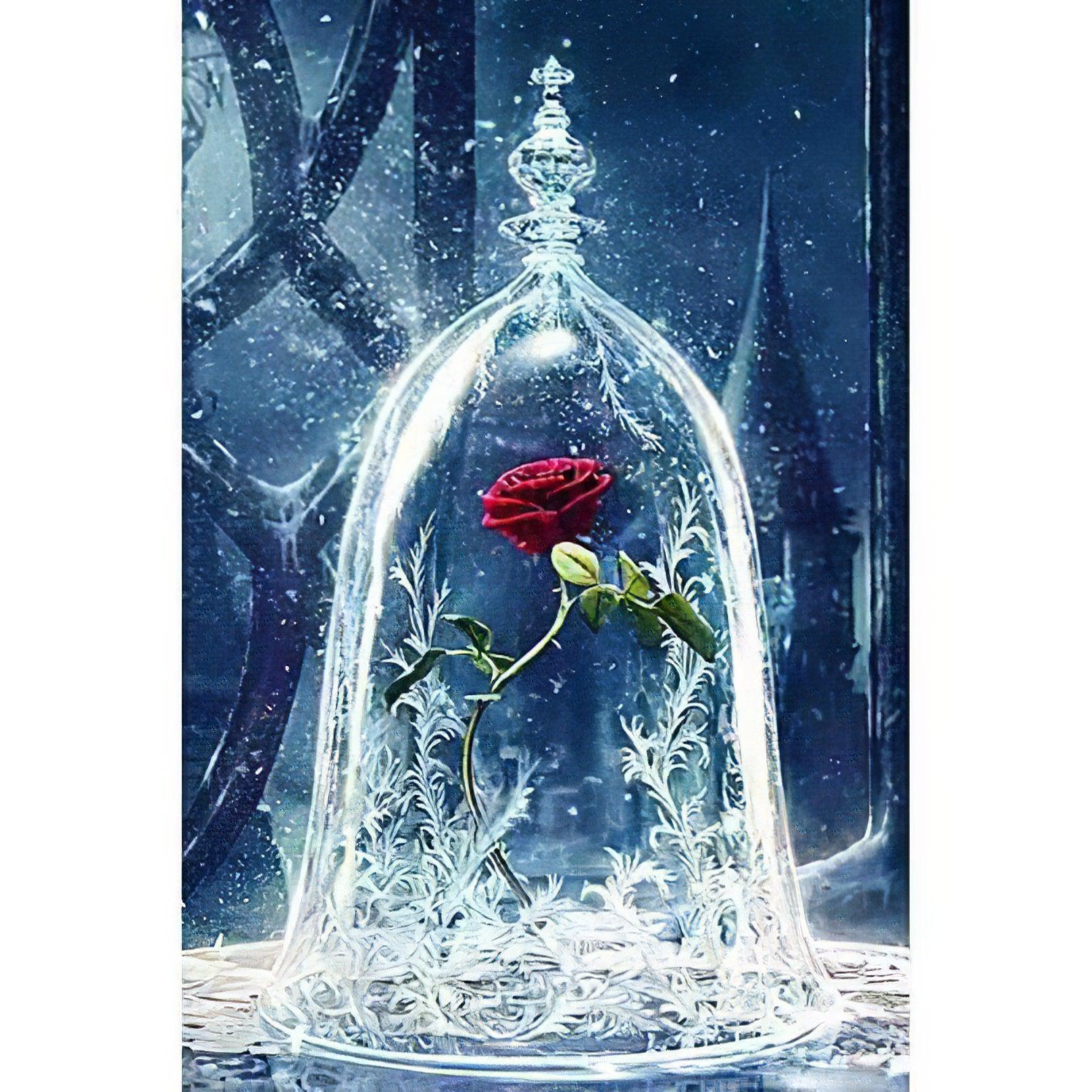 Discover the charm of a rose in a bottle, capturing timeless beauty, eternal elegance Beauty And The Beast - Diamondartlove