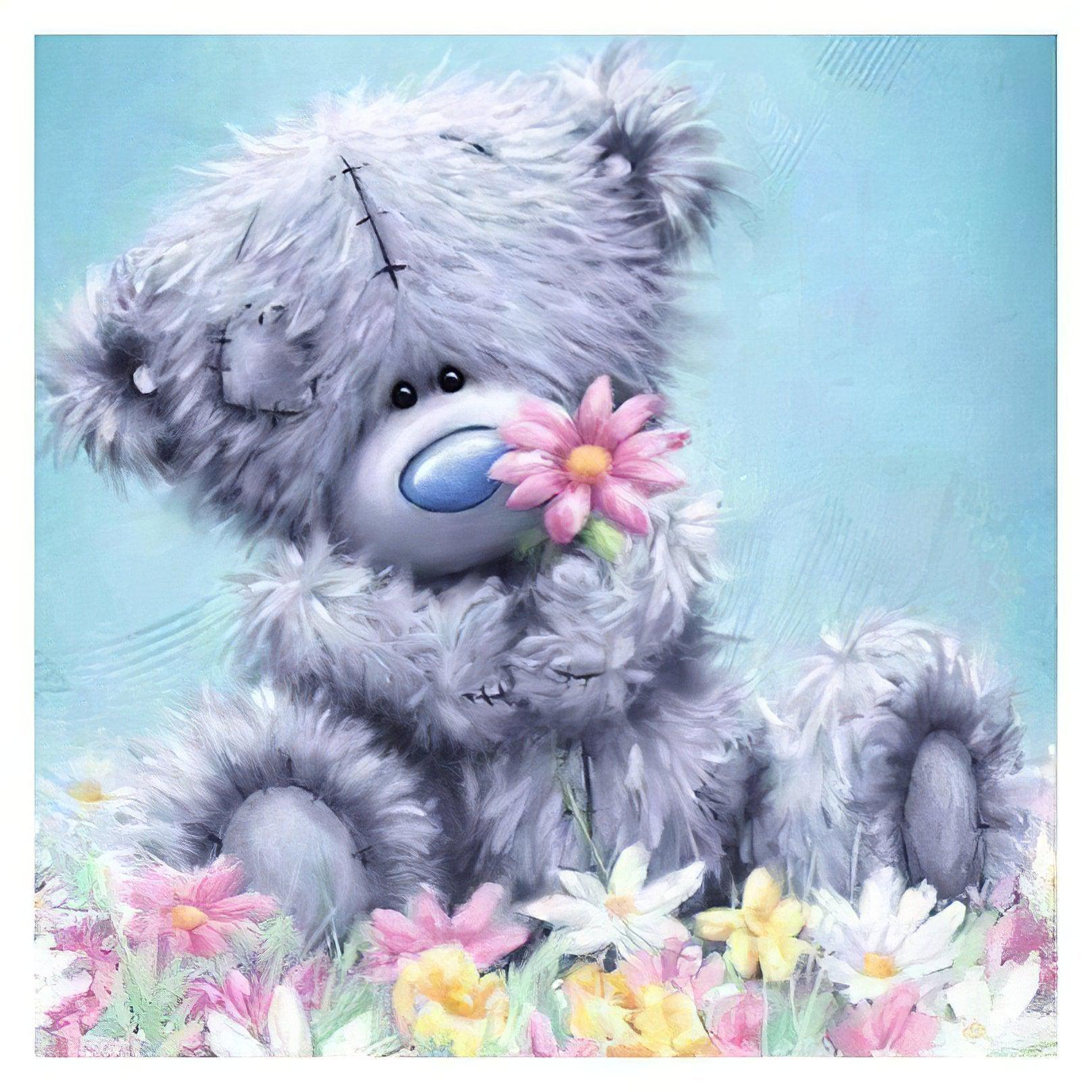 Bear with Flowers: Unlikely gardener with a soft heart Bear With Flowers - Diamondartlove