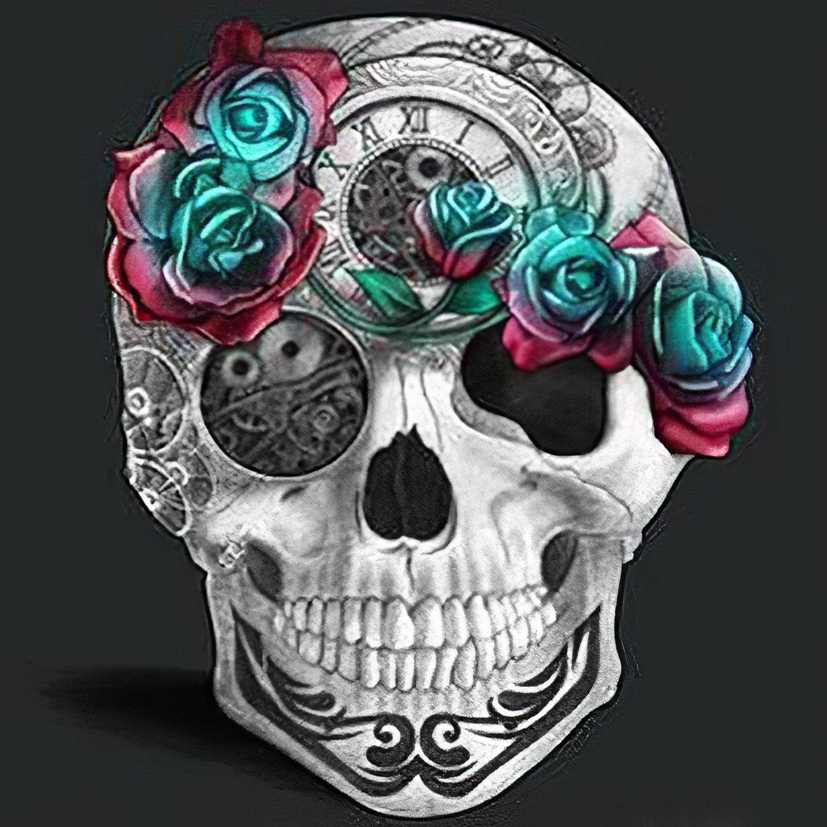 A Skull Decorated with Roses: Edgy elegance intertwined with floral beauty. A Skull Decorated With Roses - Diamondartlove