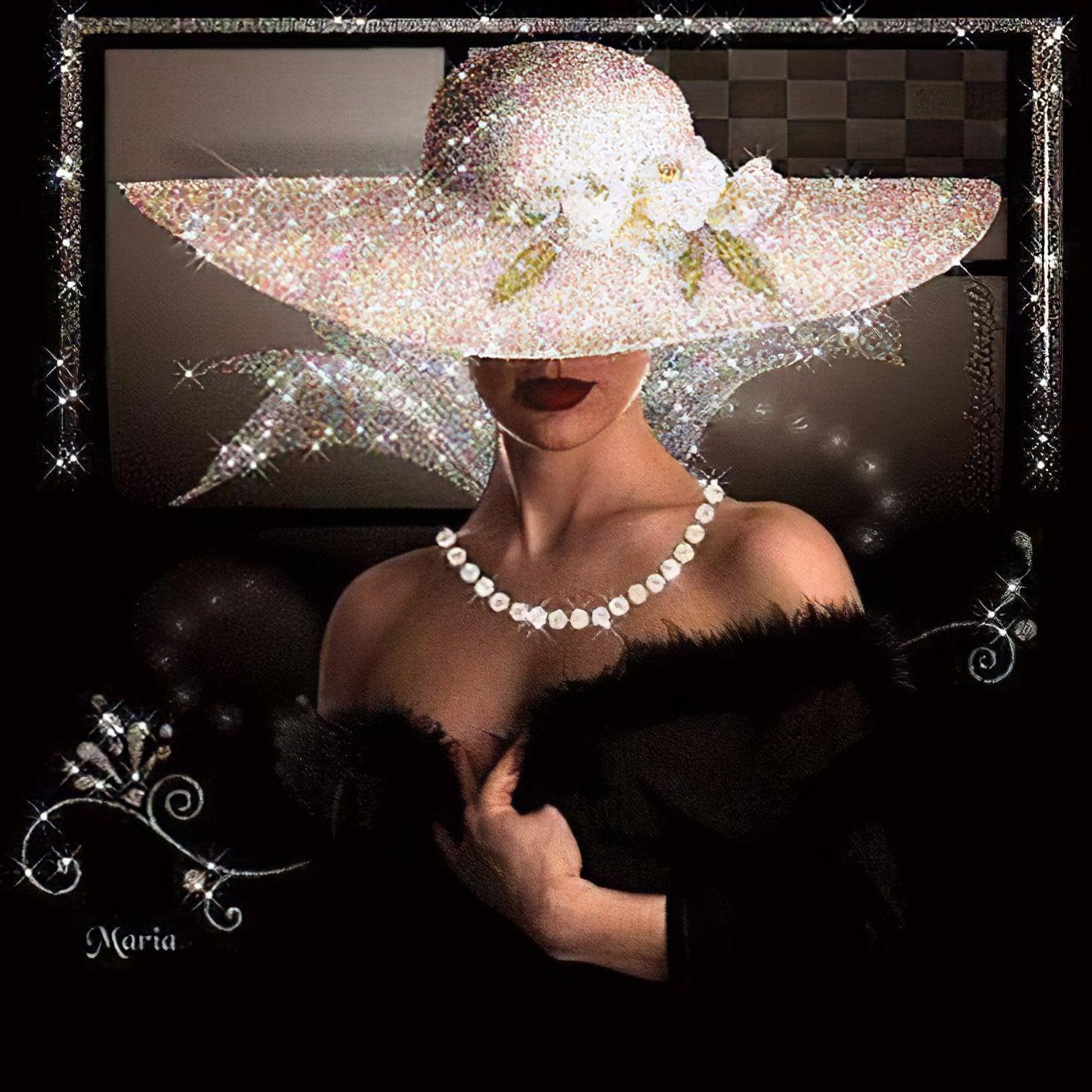 Embrace allure: Sexy Woman & Hat kit - chic and mysterious.A Sexy Woman With Her Hat - Diamondartlove