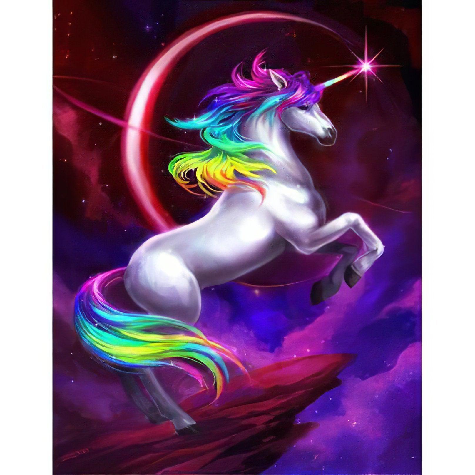 Unicorn With Colorful Rainbow