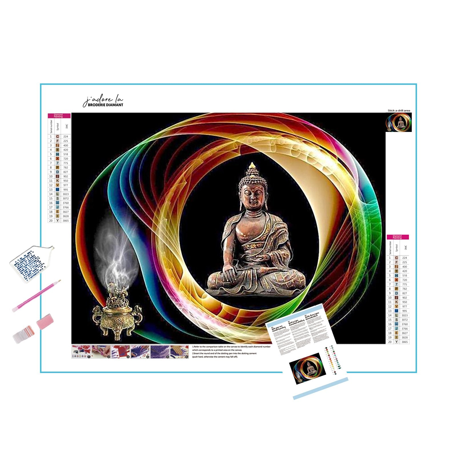 Buddha amidst a spiritual aura, embodying enlightenment and cosmic harmony. Buddha In Spiritual Sphere - Diamondartlove
