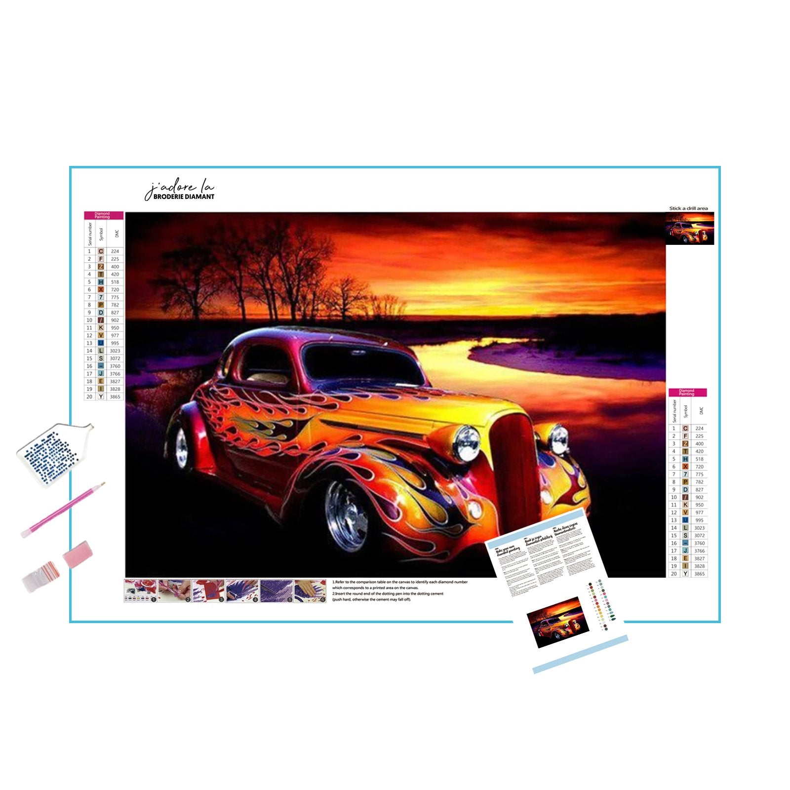 Drive in style with a colorful car, turning heads and painting the town.Colorful Car - Diamondartlove